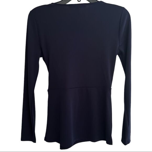 White House | Black Market Sz XXS Faux Wrap Top Black NWT🏷 - Picture 2 of 7